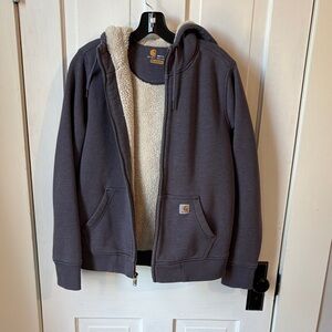 Carhartt Charcoal Hoodie with Cream Lining Youth L 8/10